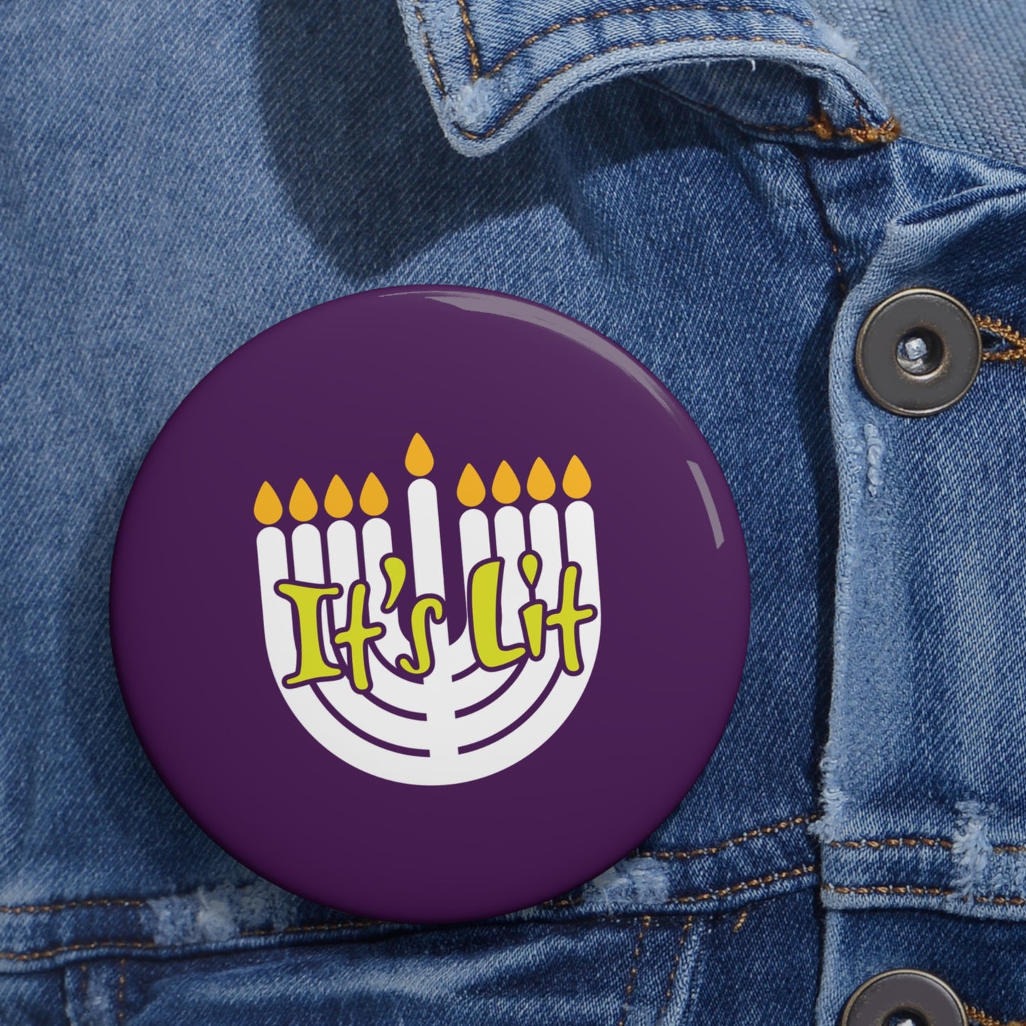 Chanukah It's Lit button