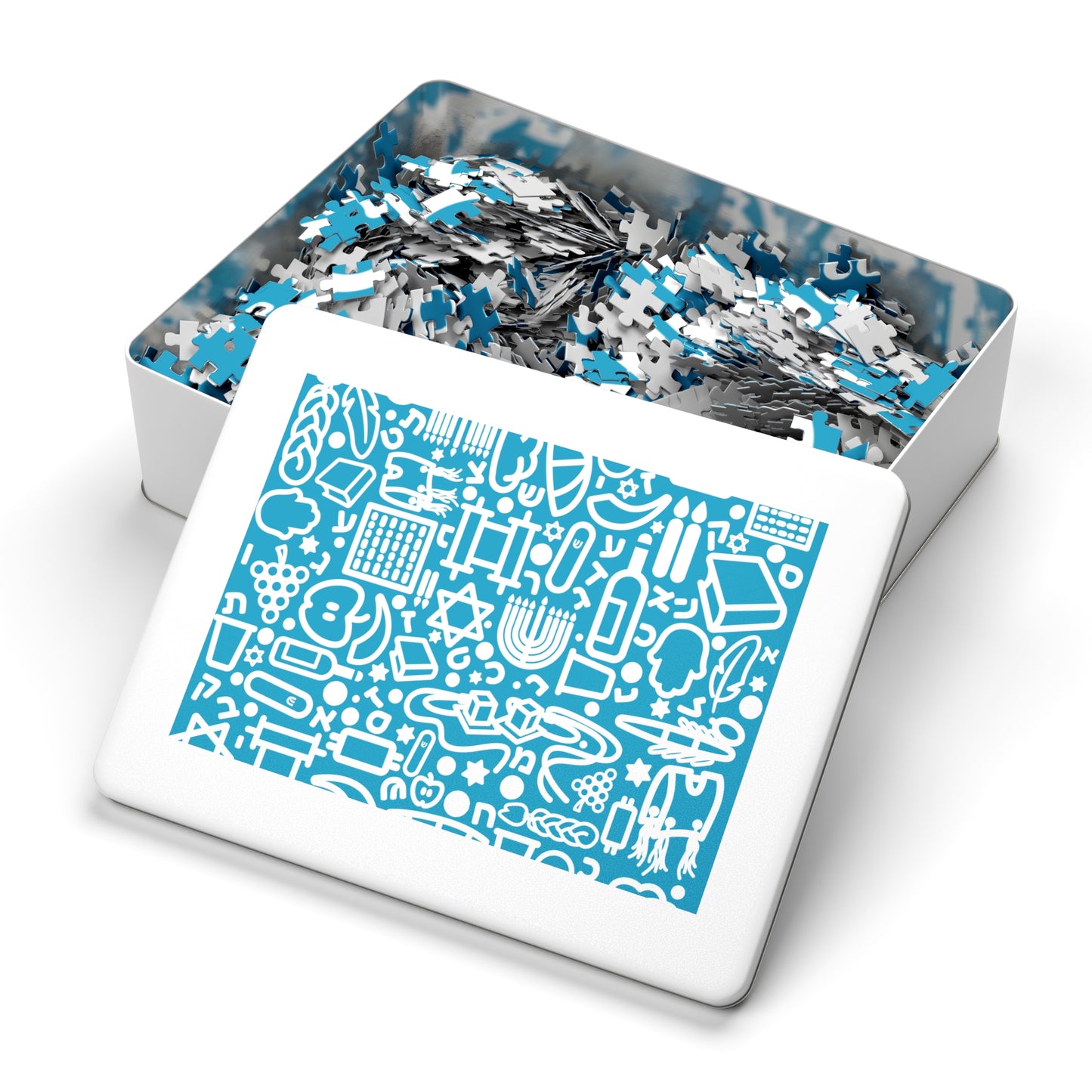 🧩 Jooodles Cyan Jigsaw Puzzles with Collectible Tin