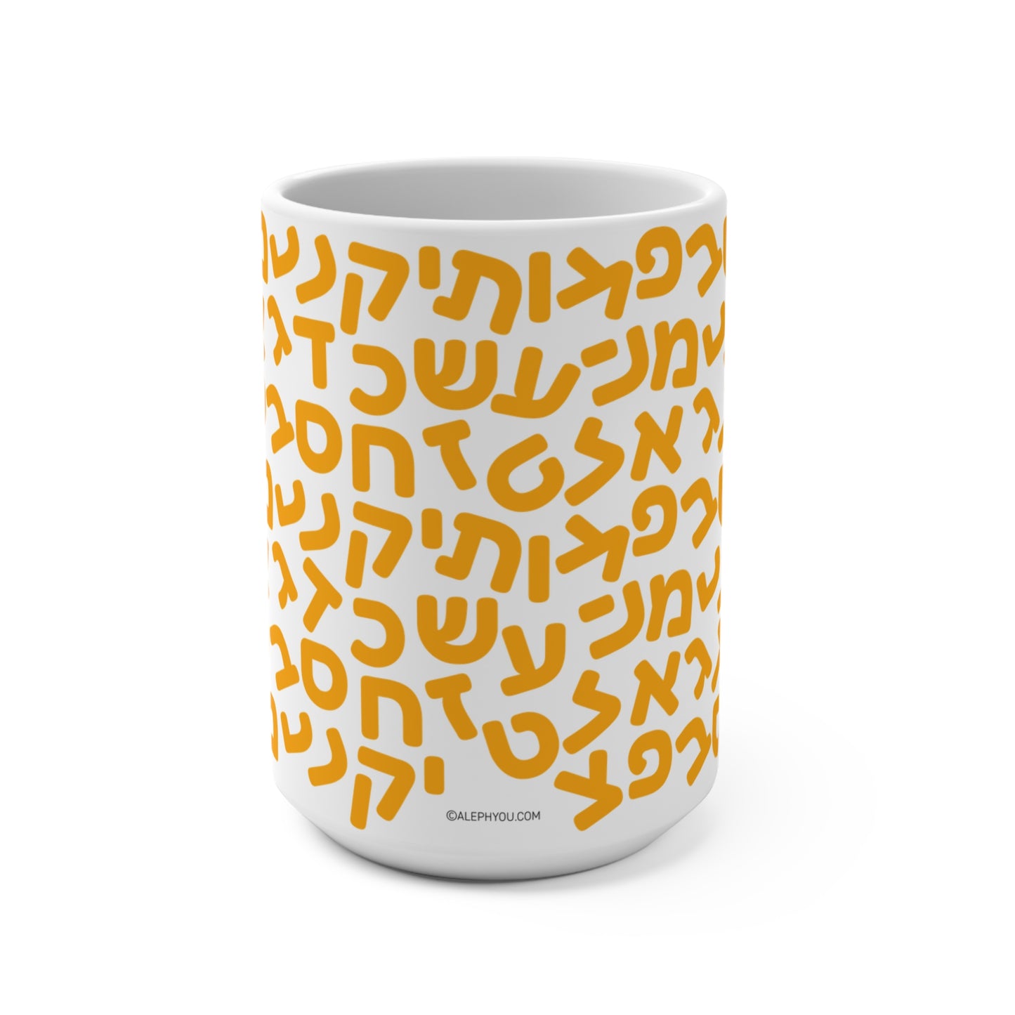 15oz Aleph-Bet Yellow Mug