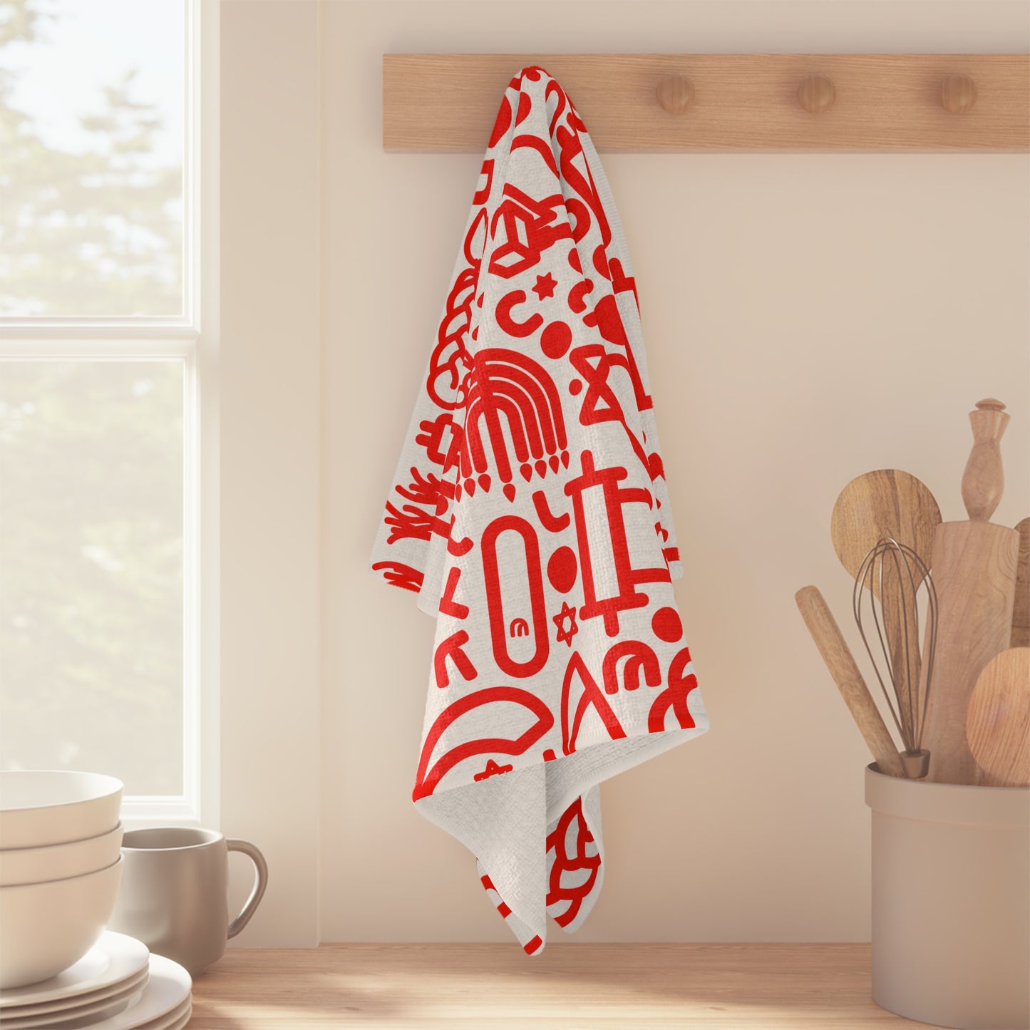 Red Jooodles Microfiber Tea Towel