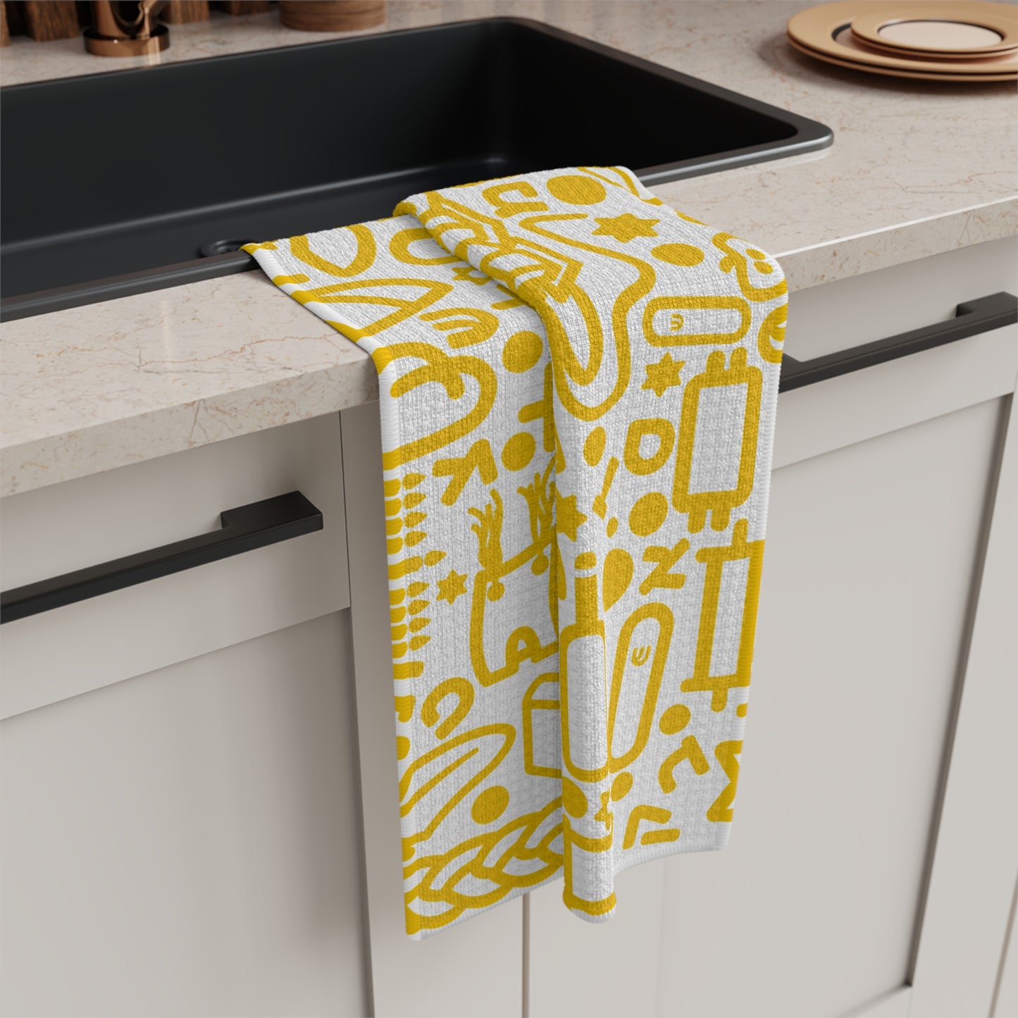 Yellow Jooodles Microfiber Tea Towel