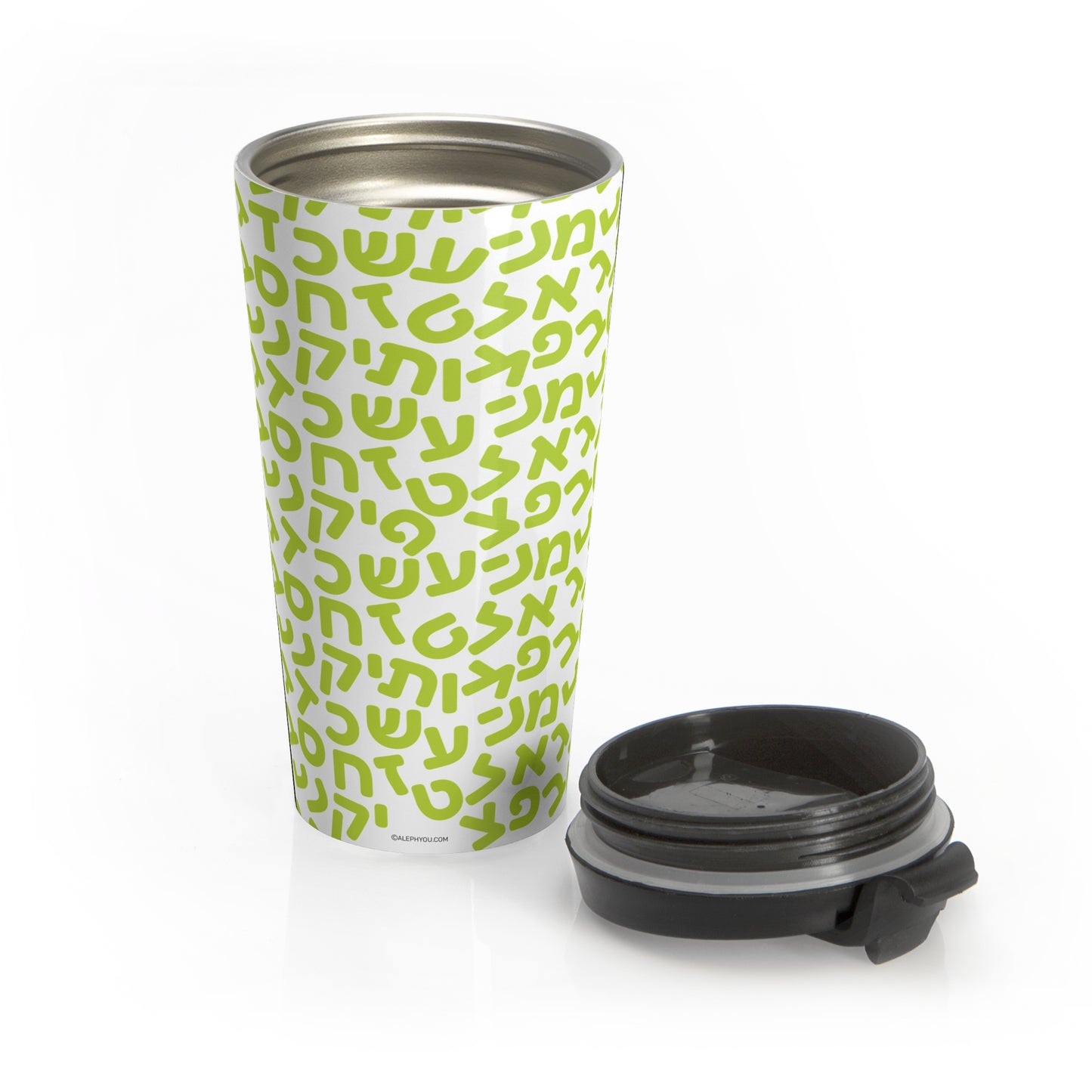 Aleph Bet Green Travel Mug