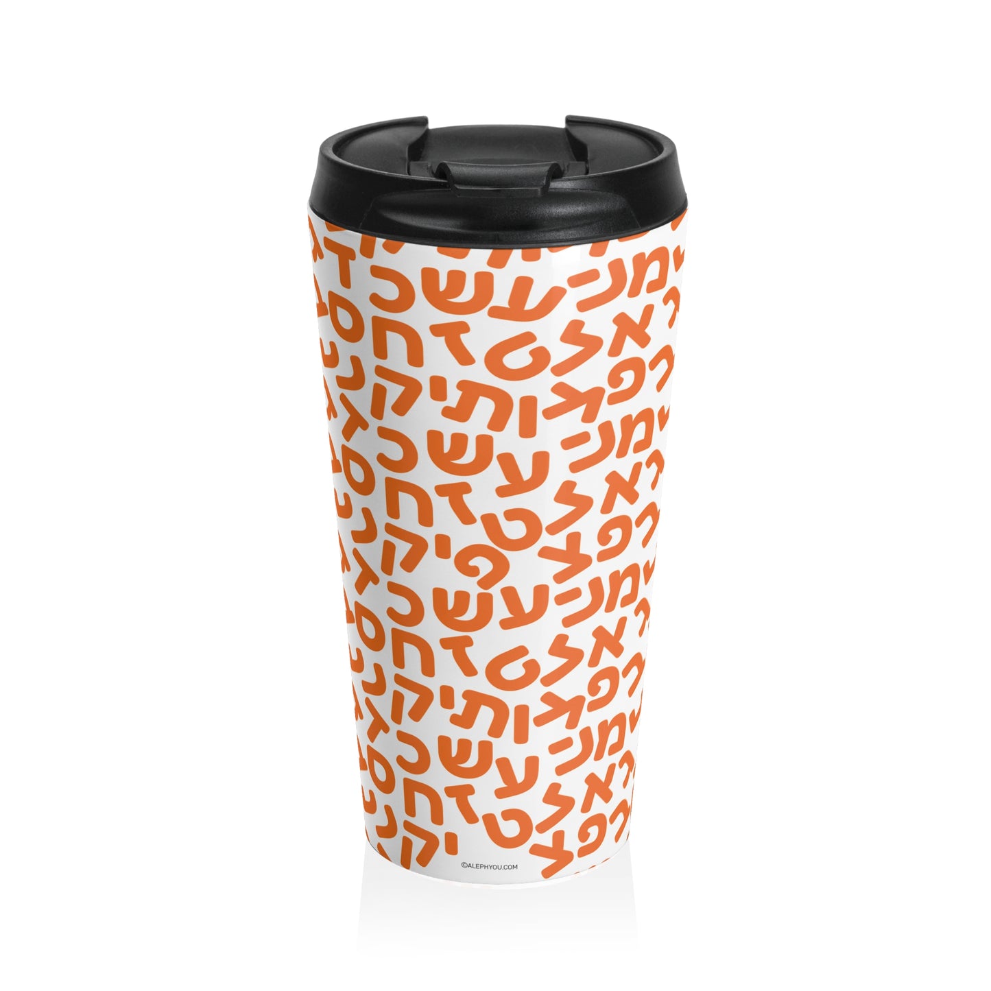 Aleph Bet Orange Travel Mug