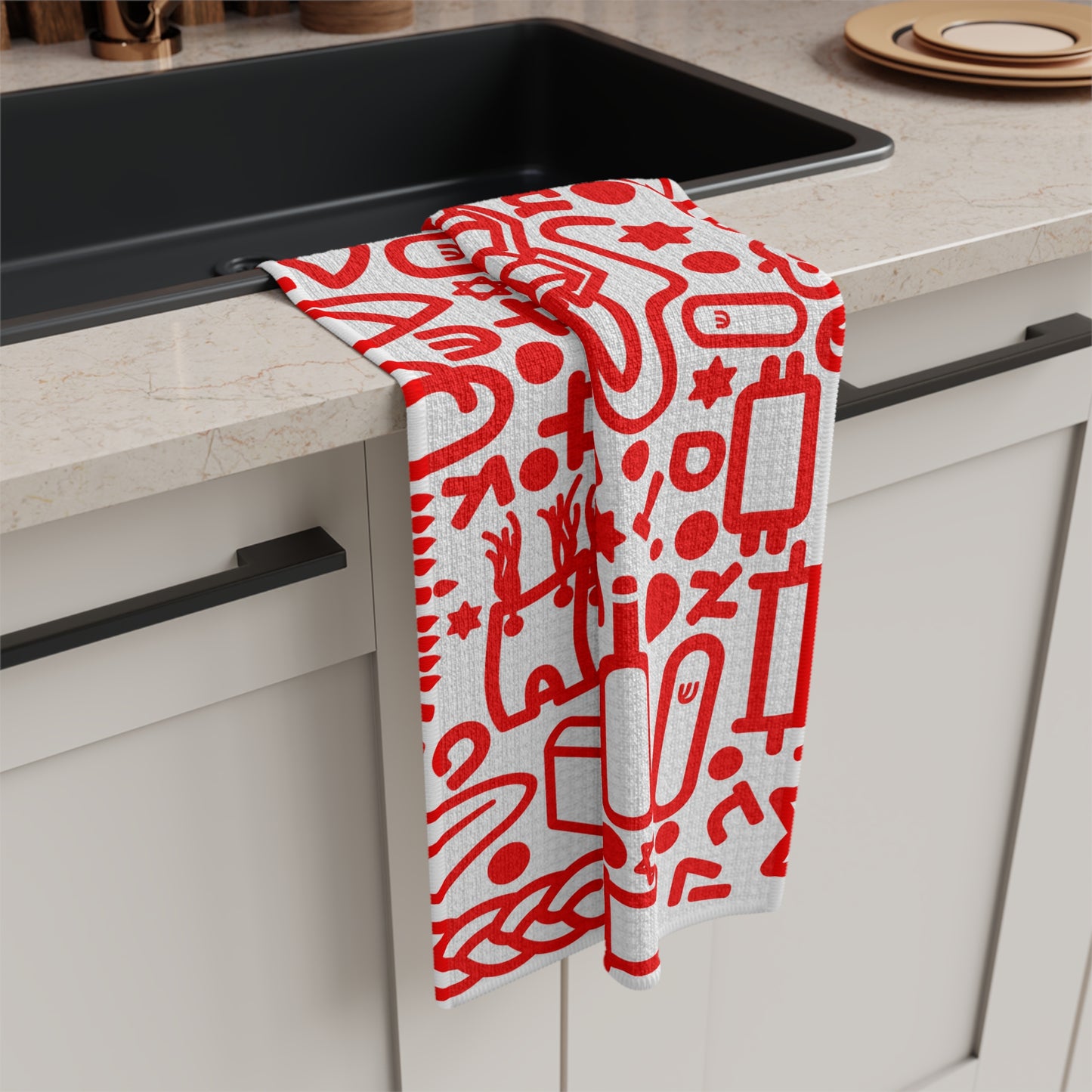 Red Jooodles Microfiber Tea Towel