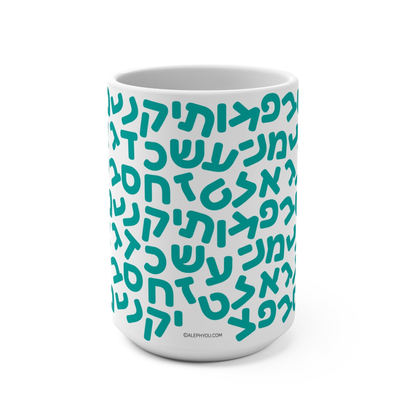 15oz Aleph-Bet Teal Mug