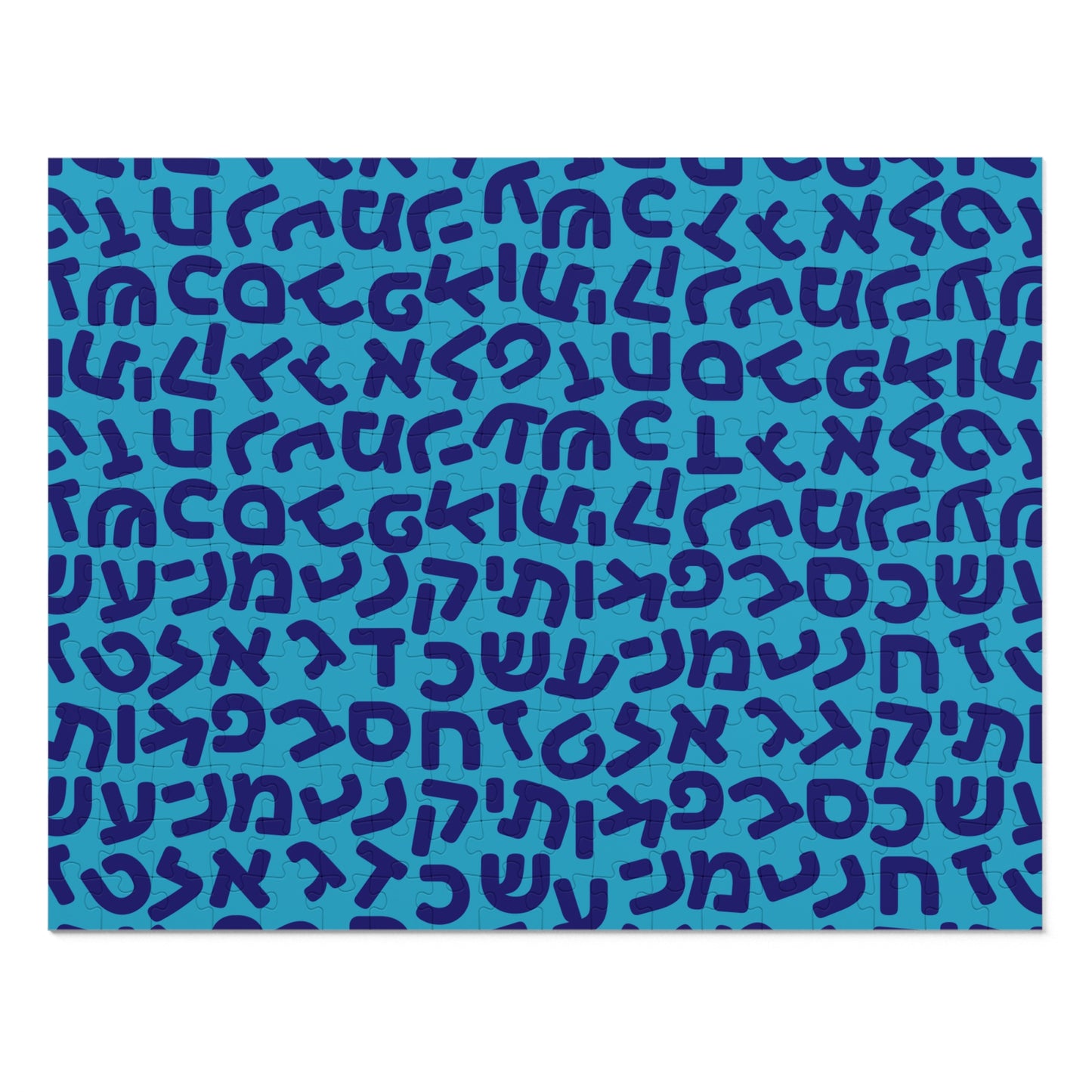 🧩 Jumbled Hebrew Letters Blue Jigsaw Puzzle with Collectible Tin