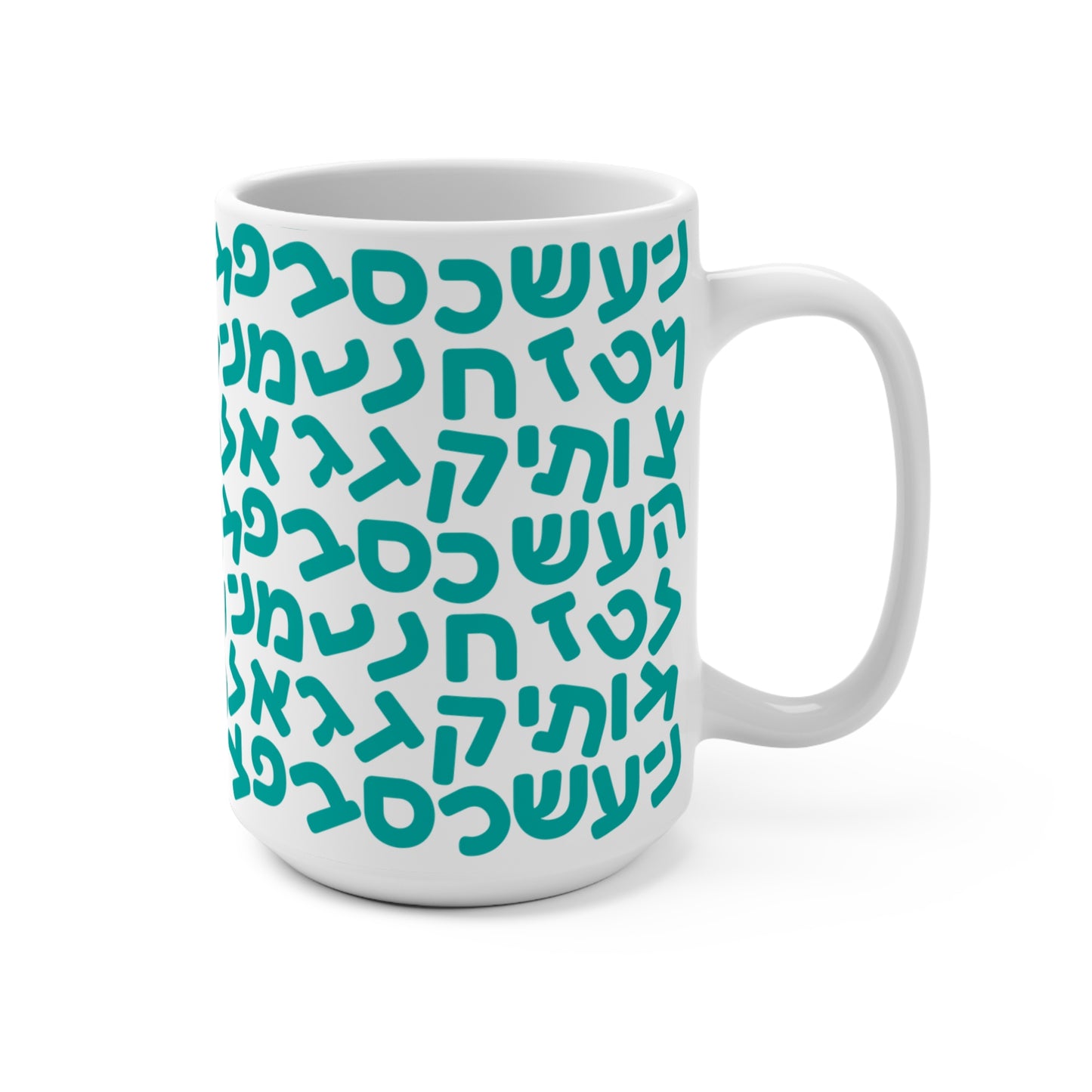 15oz Aleph-Bet Teal Mug