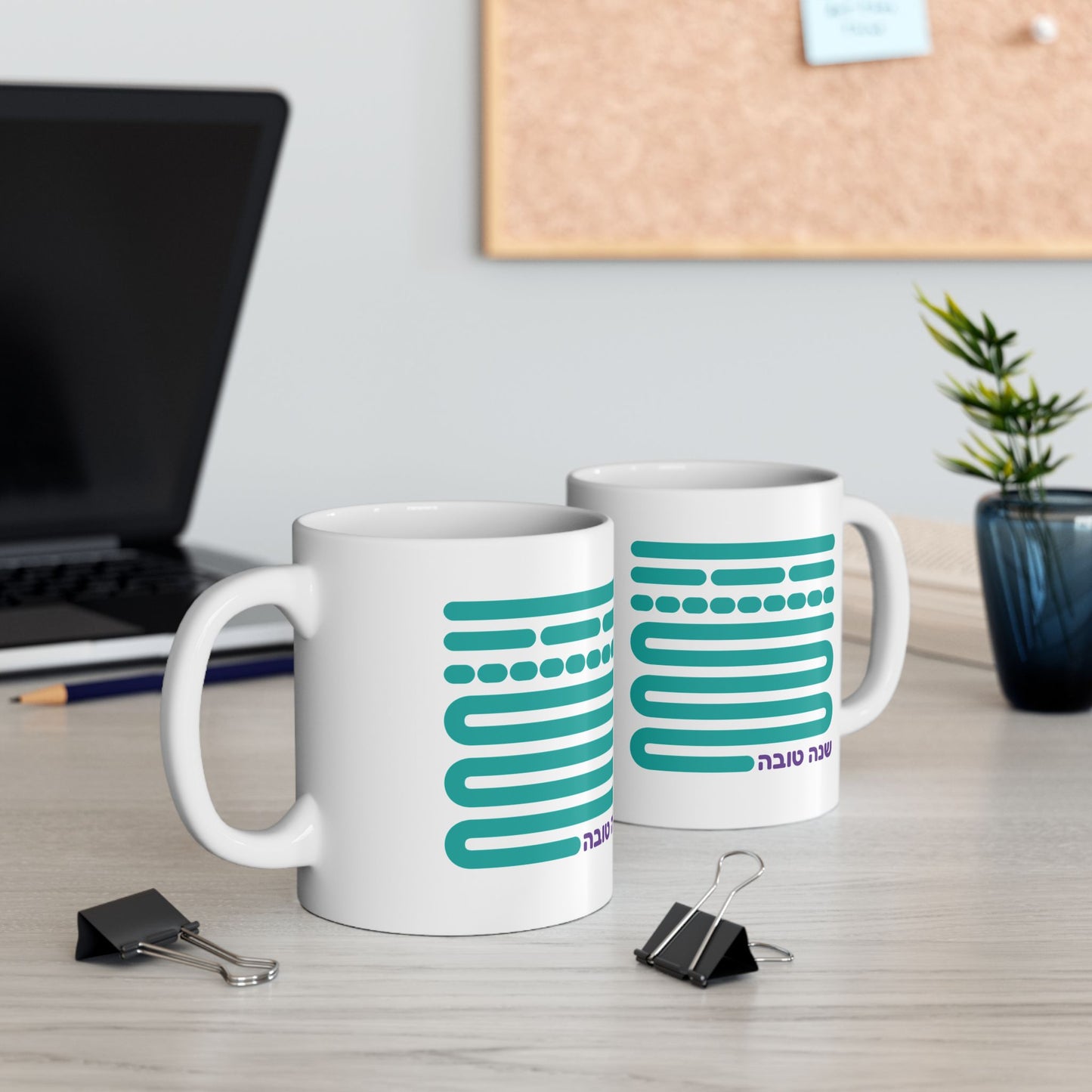 Shofar Notes Teal Coffee Mug, (11oz, 15oz)