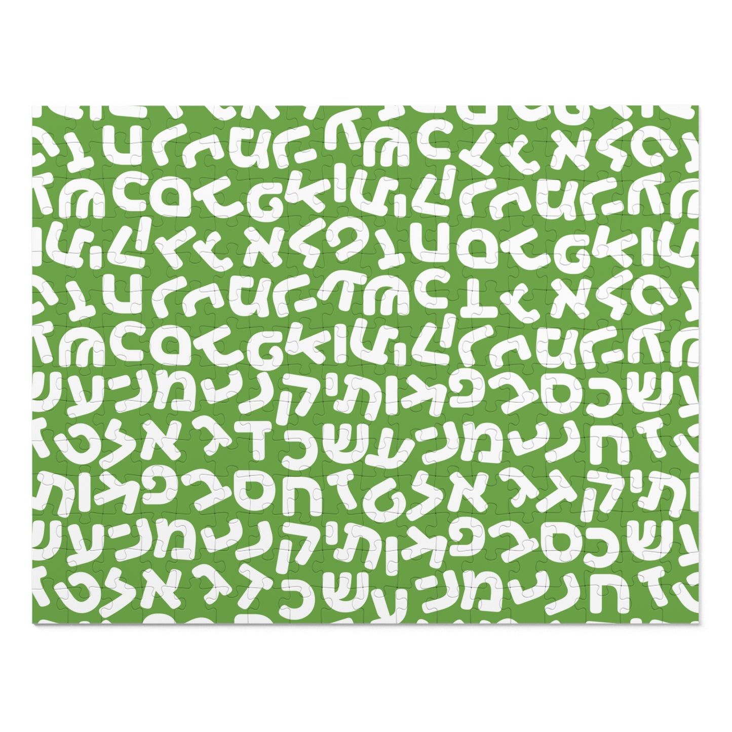 🧩 Jumbled Hebrew Letters Green Jigsaw Puzzle with Collectible Tin
